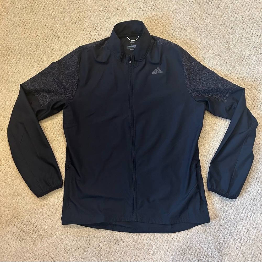 Adidas Men's Black Energy Running Windbreaker Jacket Large